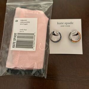 Kate Spade pave rainbow mini hoops